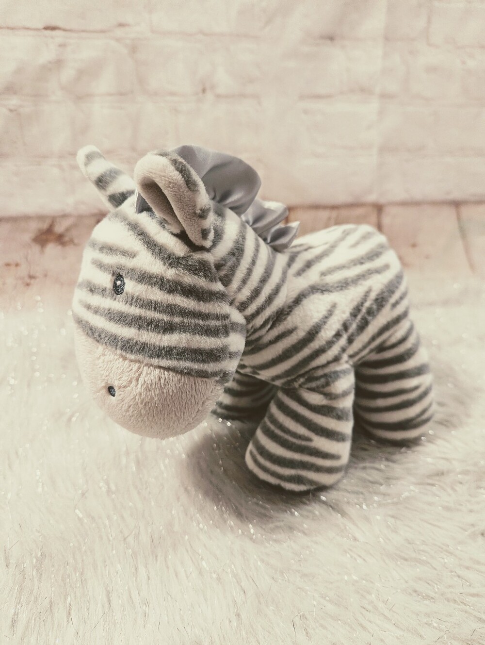 Baby Gund Zeebs Gray and White Striped Zebra Plush